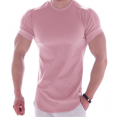 95% Cotton 5% Spandex Fitness Wear Clothes Slim Fit Tee-shirt Stringer Muscle Fitted Athletic Gym Mens Shirts